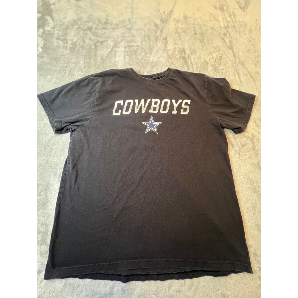 Dallas Cowboys Authentic T-Shirt Mens L Black Cotton Star Logo Graphic Tee